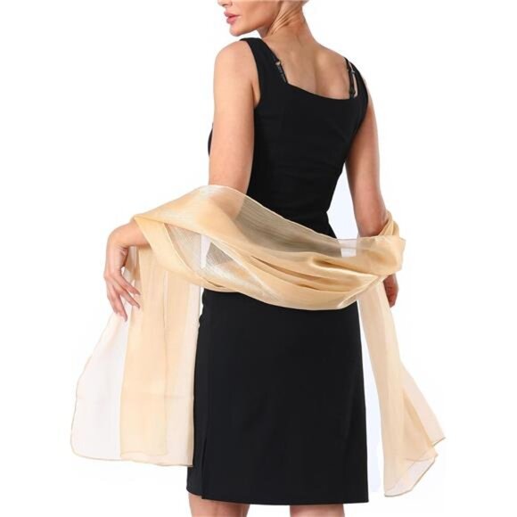 Crepe Shawl for Women, Elegant Sheer Shawls and Wraps for Formal - Picture 2 of 5